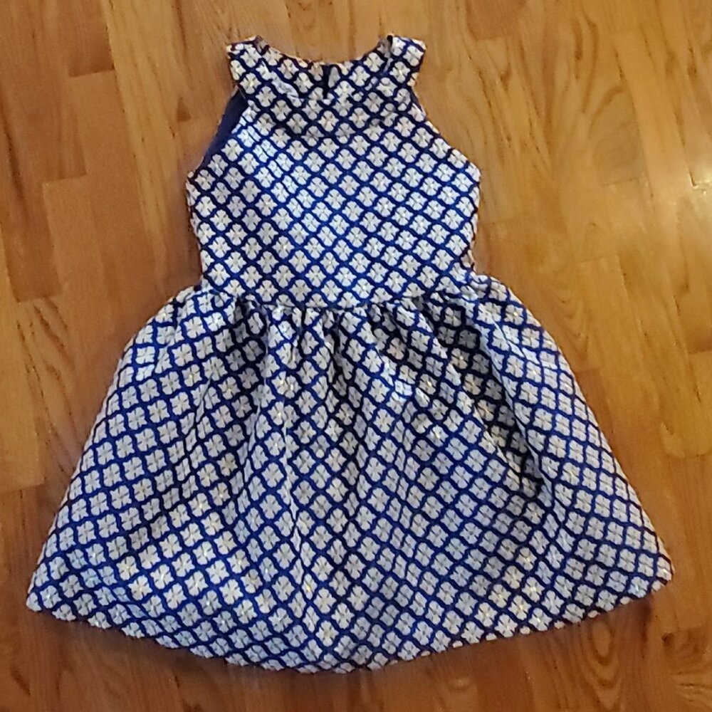 Pippa & Julie Formal Girls Dress - blue, ivory, gold Sz 8